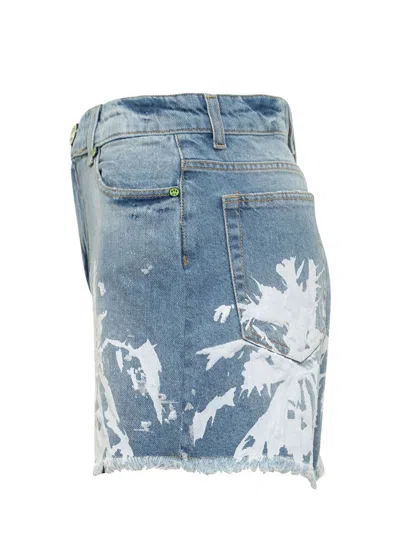 Barrow Abstract-pattern Print Denim Shorts In Multi