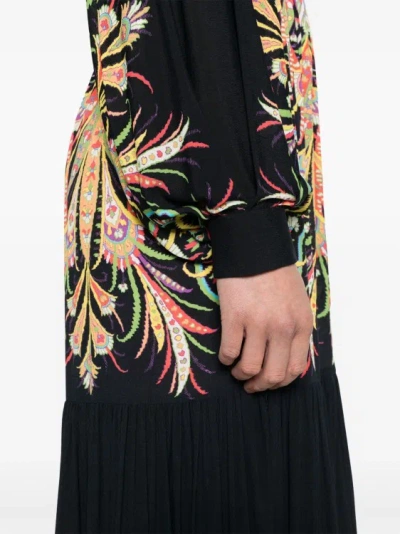 Shop Etro Abstract-print Multicolored Maxi Dress In Black