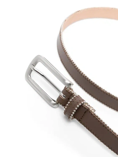 Shop Peserico Brown Beaded-trim Belt