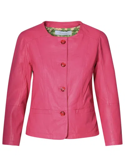 Shop Bully Fuchsia Leather Jacket In Fucsia