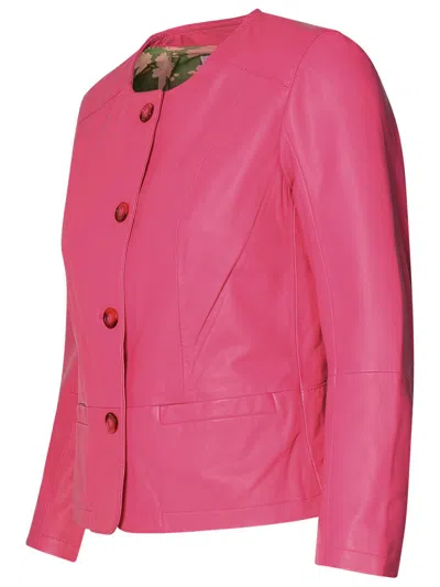 Shop Bully Fuchsia Leather Jacket In Fucsia