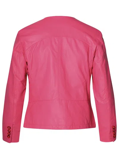 Shop Bully Fuchsia Leather Jacket In Fucsia