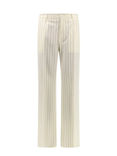 Shop Dolce & Gabbana Wide Virgin Wool Trouser In White