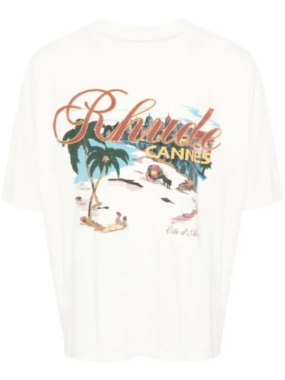 Shop Rhude White Cannes Beach T-shirt
