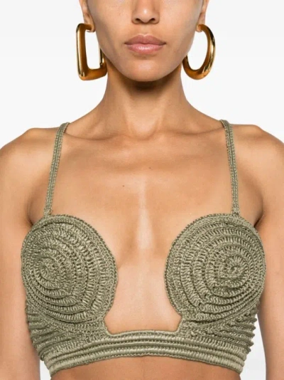 Shop Cult Gaia Viviana Crochet Khaki Top In Green