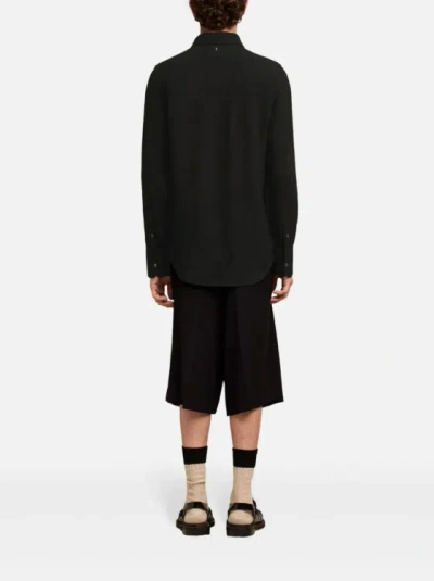 Shop Ami Alexandre Mattiussi Virgin Wool-blend Shirt In Black