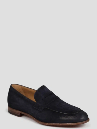 Shop Corvari Brushed Suede Loafers In Blue