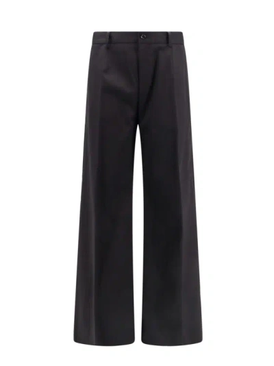 Shop Dolce & Gabbana Wide Stretch Cotton Trouser In Black