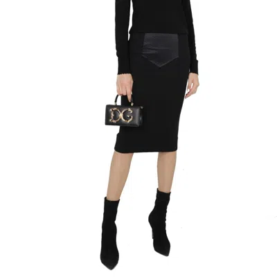 Dolce & Gabbana Midi Skirt In Powernet And Satin In Black