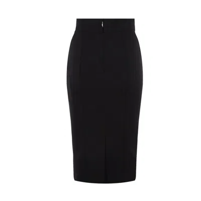 Dolce & Gabbana Midi Skirt In Powernet And Satin In Black
