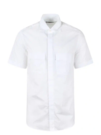 Shop Low Brand Double Pocket Cotton Poplin Shirt In White