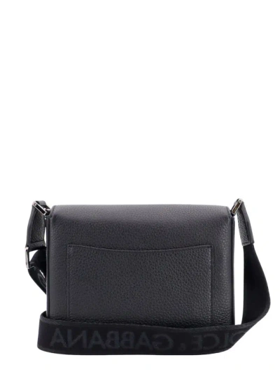 Shop Dolce & Gabbana Leather Shoulder Bag With Frontal Monogram In Black
