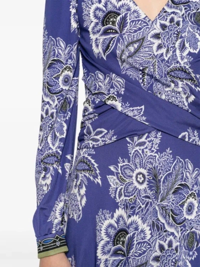 Shop Etro Floral-print Multicolored Midi Dress In Purple