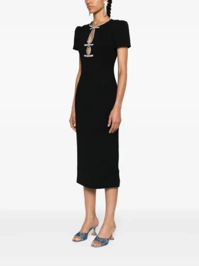 Shop Self-portrait Black Rhinestone-embellishment Midi Dress