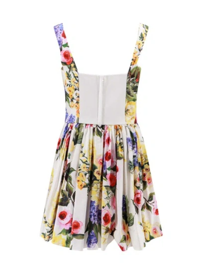 Shop Dolce & Gabbana Cotton Blend Dress With Bustier Detail In Multicolor
