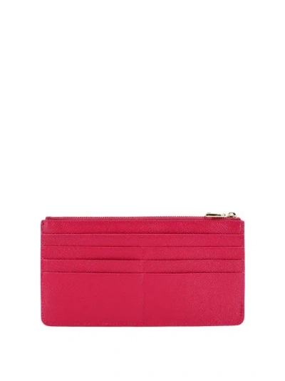 Shop Dolce & Gabbana Leather Card Holder With Metal Logo In Red