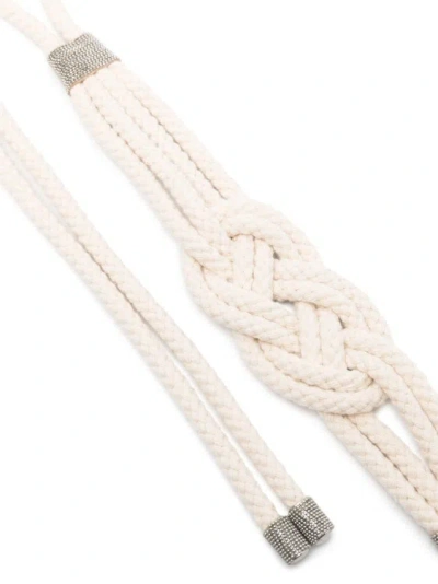 Shop Peserico Bead-detailing Braided Ecru Belt In Neutrals