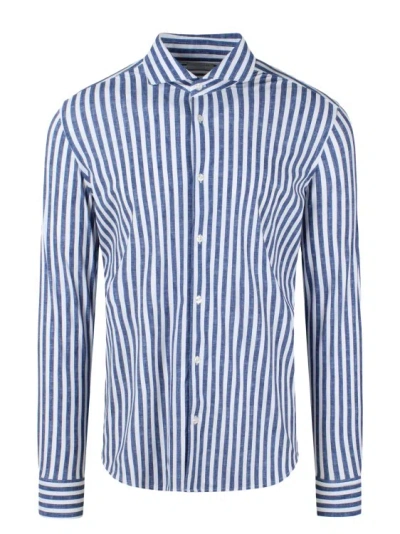 Shop Archivium Be Updated Non-iron Striped Shirt In Blue