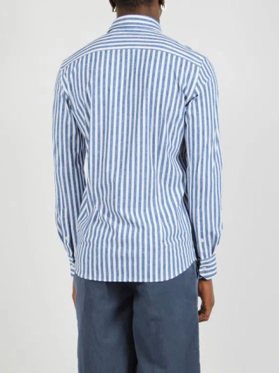 Shop Archivium Be Updated Non-iron Striped Shirt In Blue