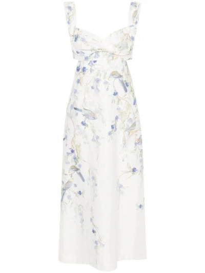 Shop Zimmermann Natura-design Multicolored Midi Dress In White