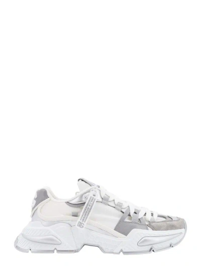 Shop Dolce & Gabbana Airmaster Nylon Sneakers With Leather And Suede Details In White