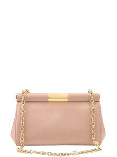 Shop Dolce & Gabbana Satin Shoulder Bag With Engraved Logo In Pink