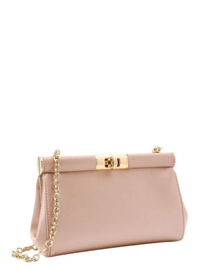 Shop Dolce & Gabbana Satin Shoulder Bag With Engraved Logo In Pink