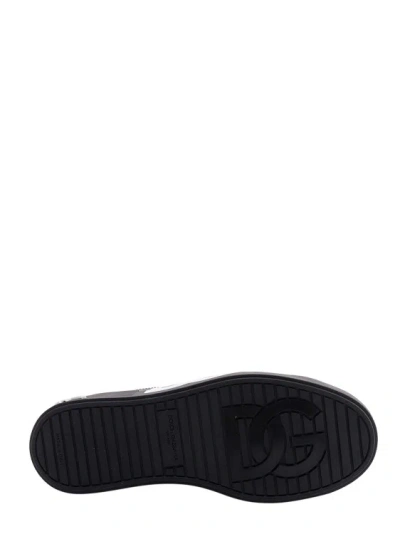 Shop Dolce & Gabbana Leather Sneakers With Lateral Monogram In Black