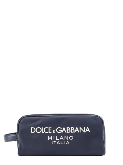 Shop Dolce & Gabbana Nylon Necessarie With Frontal Logo In Blue