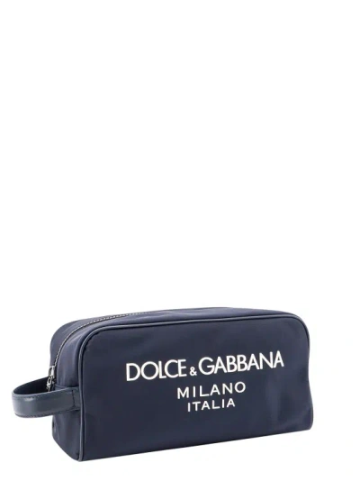 Shop Dolce & Gabbana Nylon Necessarie With Frontal Logo In Blue