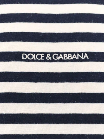 Shop Dolce & Gabbana Striped Cotton T-shirt In Blue