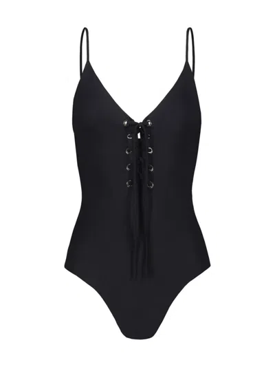 Shop Federica Tosi Black Stringed One-piece Swimsuit