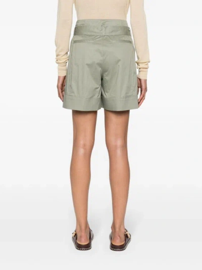 Shop Peserico Khaki Paperbag-waist Pleated Shorts In Green
