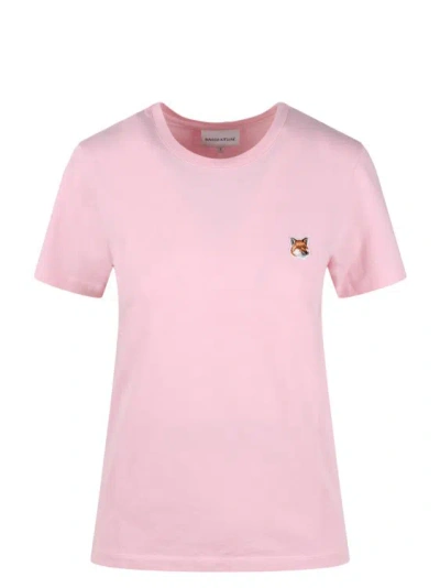 Shop Maison Kitsuné Fox Head Patch Regular T-shirt In Pink