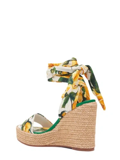 Shop Dolce & Gabbana Silk Wedge With Floral Print In Multicolor