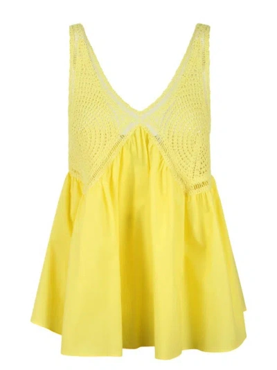 Shop P.a.r.o.s.h Crochet Embroidery Top In Yellow