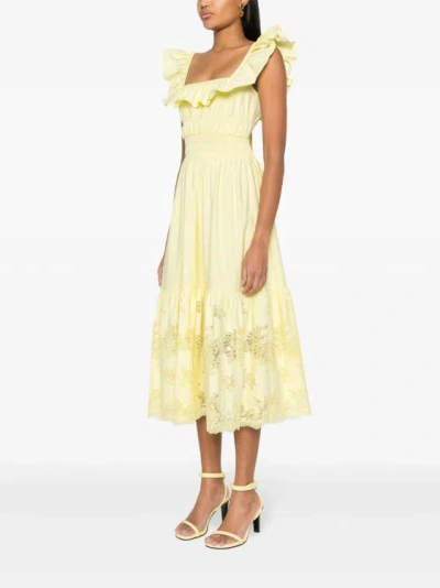Shop Self-portrait Yellow Flared Midi Dress