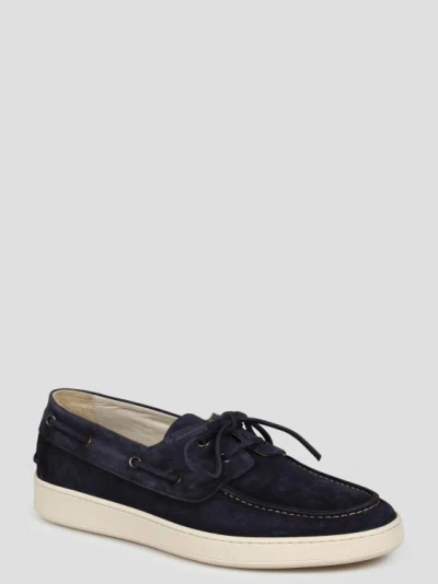 Shop Corvari Suede Boat Loafers In Blue