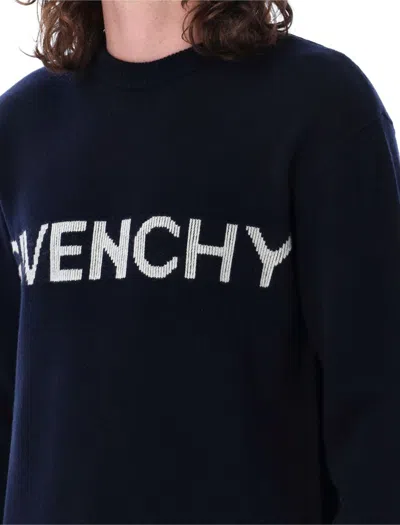 Shop Givenchy Logo Sweater In Navy