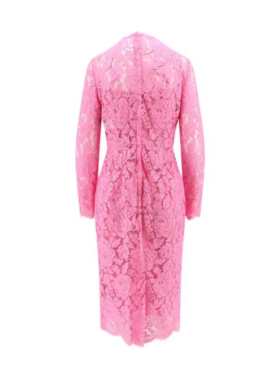 Shop Dolce & Gabbana Lace Dress With Silk Petticoat In Pink