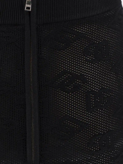 Shop Dolce & Gabbana Viscose Blend Skirt With All-over Monogram Detail In Black