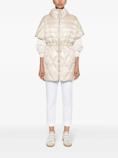 Shop Peserico Quilted Beige Jacket In Neutrals