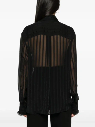 Shop Stella Mccartney Sheer Ruffled Black Shirt
