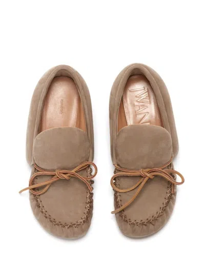Shop Jw Anderson J.w. Anderson Suede Moccasin Pumps In Taupe