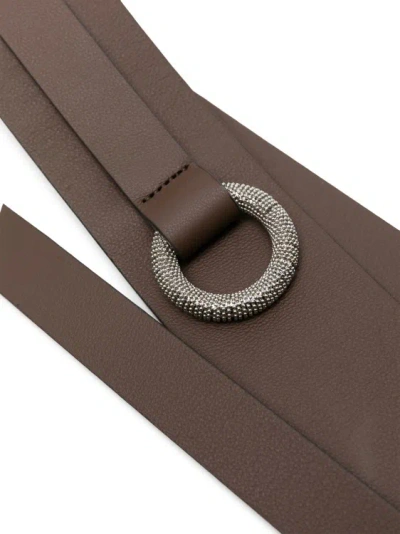 Shop Peserico Brown Ring-detail Belt In Black