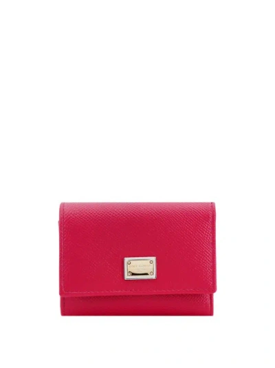 Shop Dolce & Gabbana Leather Wallet With Iconic Logo Detail In Red