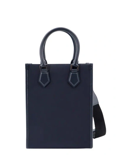 Shop Dolce & Gabbana Nylon And Leather Handbag With Embossed Logo In Blue
