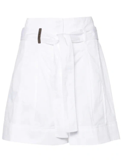 Shop Peserico White Paperbag-waist Pleated Shorts