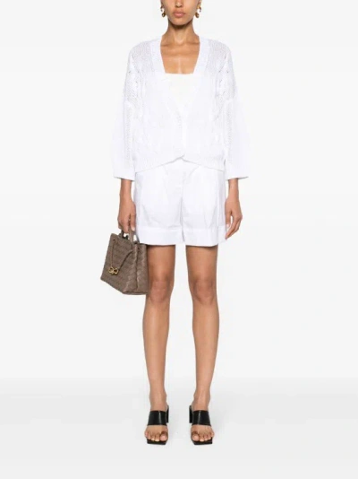 Shop Peserico White Paperbag-waist Pleated Shorts