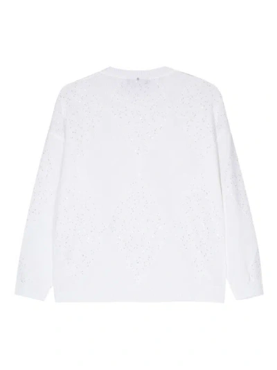 Shop Lorena Antoniazzi White Sequin-embellished Sweater